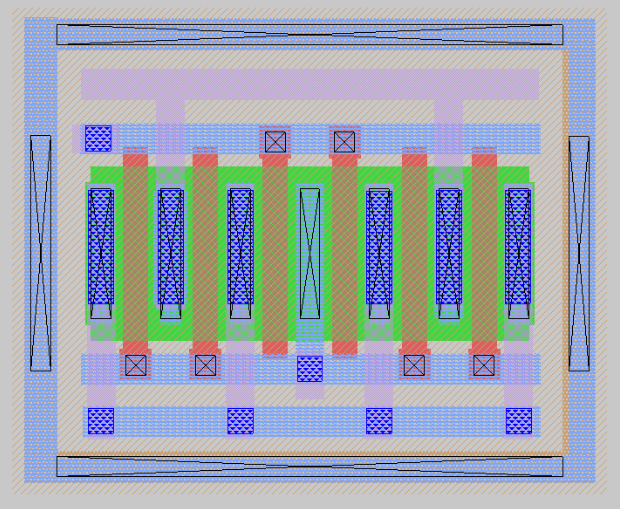 Output CD-CD stage, manually laid out in MagicVLSI.